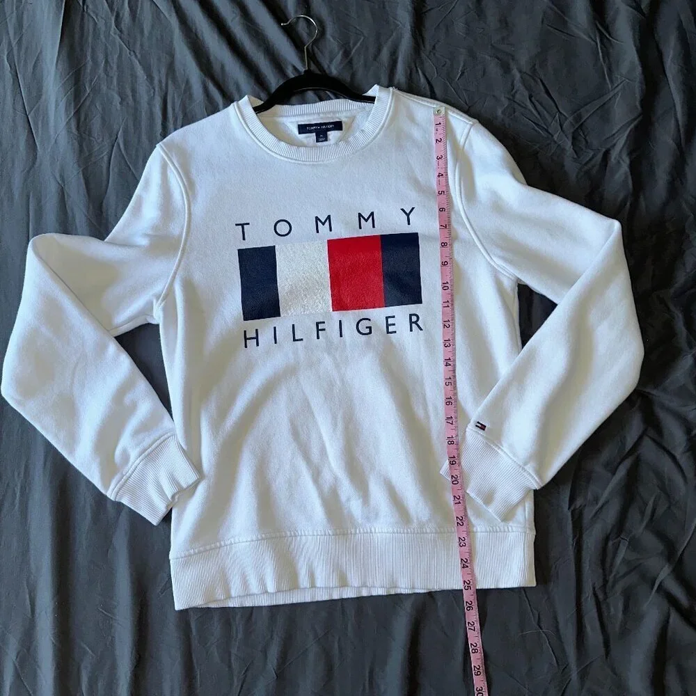 Tommy Hilfiger Long Sleeve White Crewneck Swearshirt Men 78J7731 - Picture 4 of 10